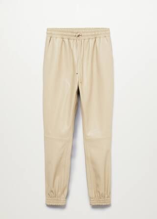 Leather-effect elastic waist trousers | MANGO (US)