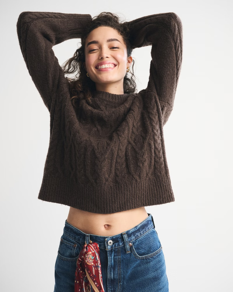 Textural Stitch Cable Crew Sweater | Abercrombie & Fitch (US)