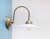 French Wall Lamp With Milk Glass Shade, Art Nouveau Style, Brass Wall Mounted Lamp, Golden Goosen... | Etsy (US)