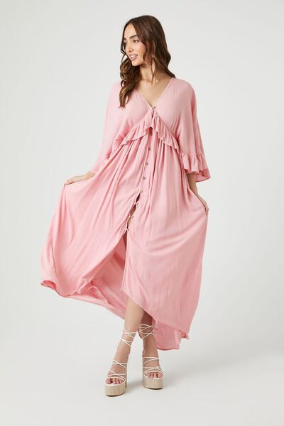 Butterfly-Sleeve Flounce Maxi Dress | Forever 21
