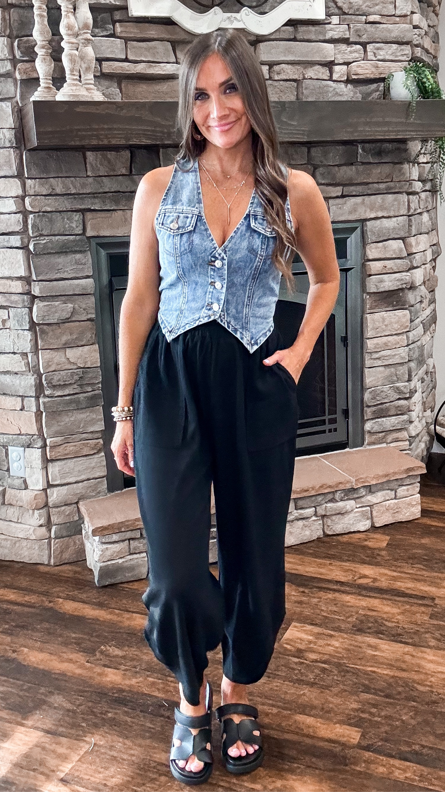 Amazon fashion, Amazon style, denim vest, black pants, free people inspired pants, black sandals, black slides 

small vest in medium wash, tts
small pants, tts 

#LTKFindsUnder50 #LTKSaleAlert #LTKStyleTip