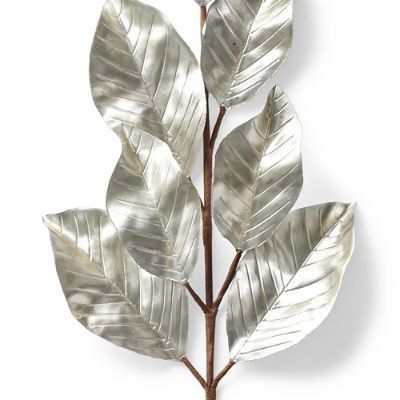 Metallic Magnolia Leaf Stem, Set of Six | Frontgate | Frontgate