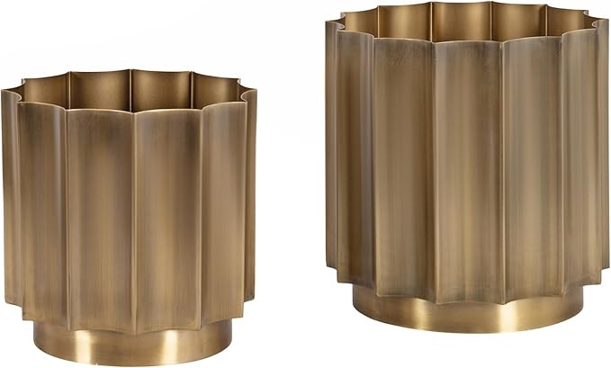 Kate and Laurel Scalone Vintage Two-Piece Metal Indoor Planter Set; Set of 2; Antique Brass; Meta... | Amazon (US)