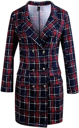 G-Amber Women's Lapel Collar Coat Long Sleeve Plaid Blazer Outerwear Double Breasted Work Office ... | Amazon (US)