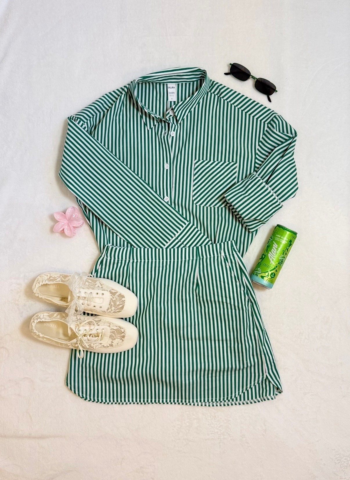 Your summer uniform just arrived and it’s giving everything 🩵✨ obsessed with this blue striped shirt dress from @Exlura — the fit is so clean and the length is chef’s kiss 👏 wearing size small, paired it with lace sneakers from @VIVAIA  sunglasses from @SOJOS VISION  and ankle bracelets from @CIDER  

#Exluraset #StripedShirtDress #SummerOutfit #SummerDress #FlatLayFashion #LTKFinds #LTKStyleTip #AffordableFashion #AmazonFashion #ShirtDress #OutfitInspo #WovenTote #LaceSneakers #SummerStyle #SummerFashion #OOTDInspo #CasualChic #SummerWardrobe #DressStyle summer outfits over 40
#LTKSeasonal