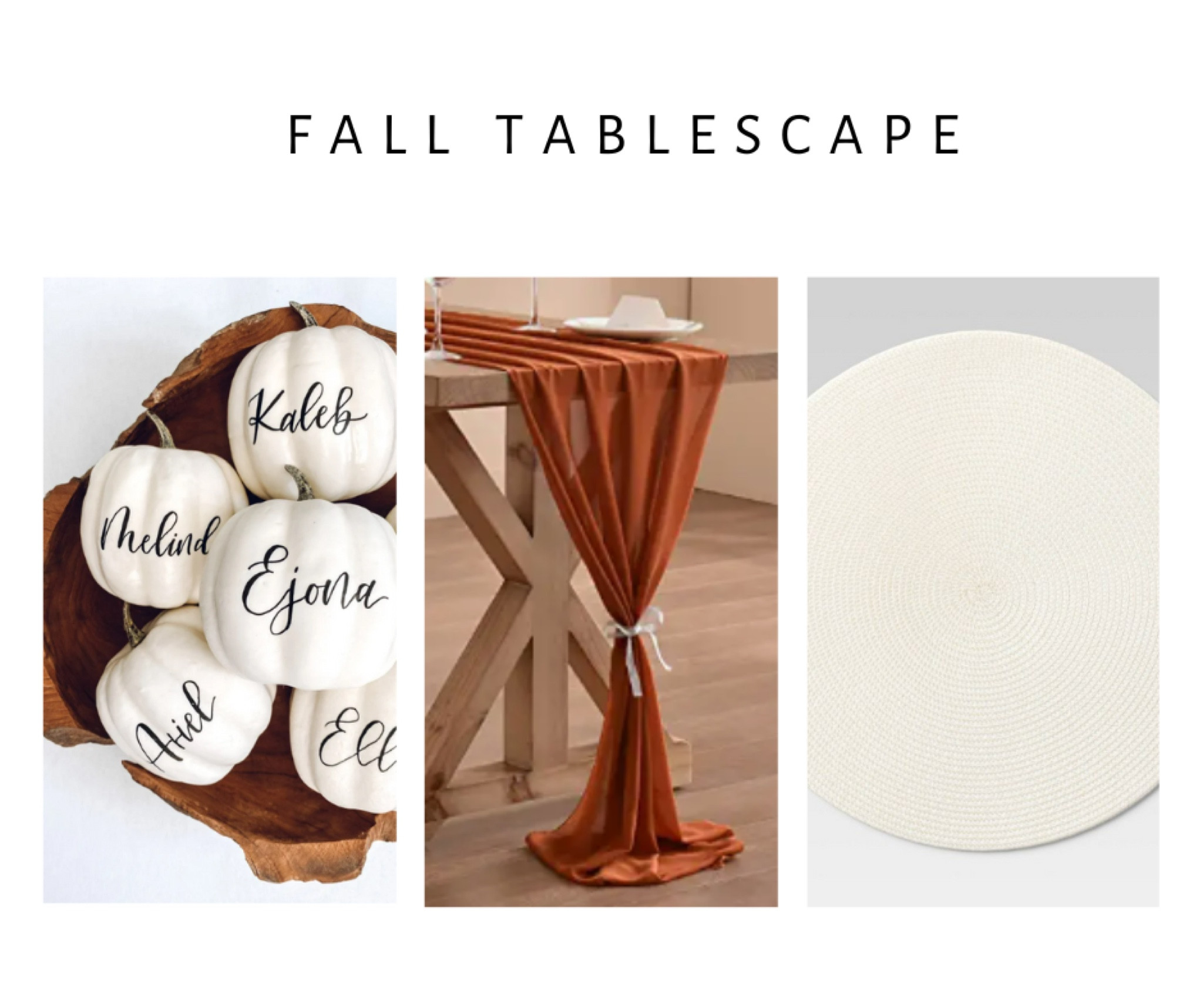 The perfect fall table scape! Add personalized pumpkins to serve as place settings AND guest gifts for your Thanksgiving Dinner! 

#falltablescape #falldecorations #pumpkin #hosting #thanksgiving 

#LTKhome #LTKHalloween #LTKSeasonal