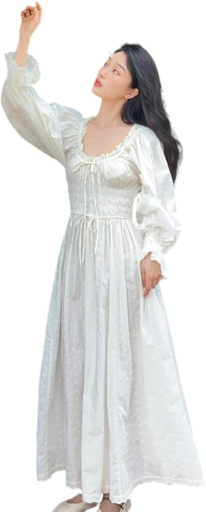 Renaissance Peasant Underdress Off the Shoulder Embroidery Vintage Victorian Nightgowns Dress for... | Amazon (US)
