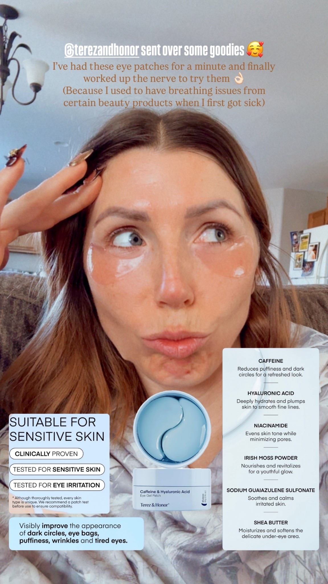 @terezandhonor sent over some goodies 🥰 I’ve had these eye patches for a minute and finally worked up the nerve to try them 👌🏻
(Because I used to have breathing issues from certain beauty products when I first got sick)