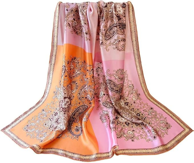100% Pure Mulberry Silk Scarf 43”*43” Large Square Lightweight Headscarf Women’s Hair Wraps... | Amazon (US)