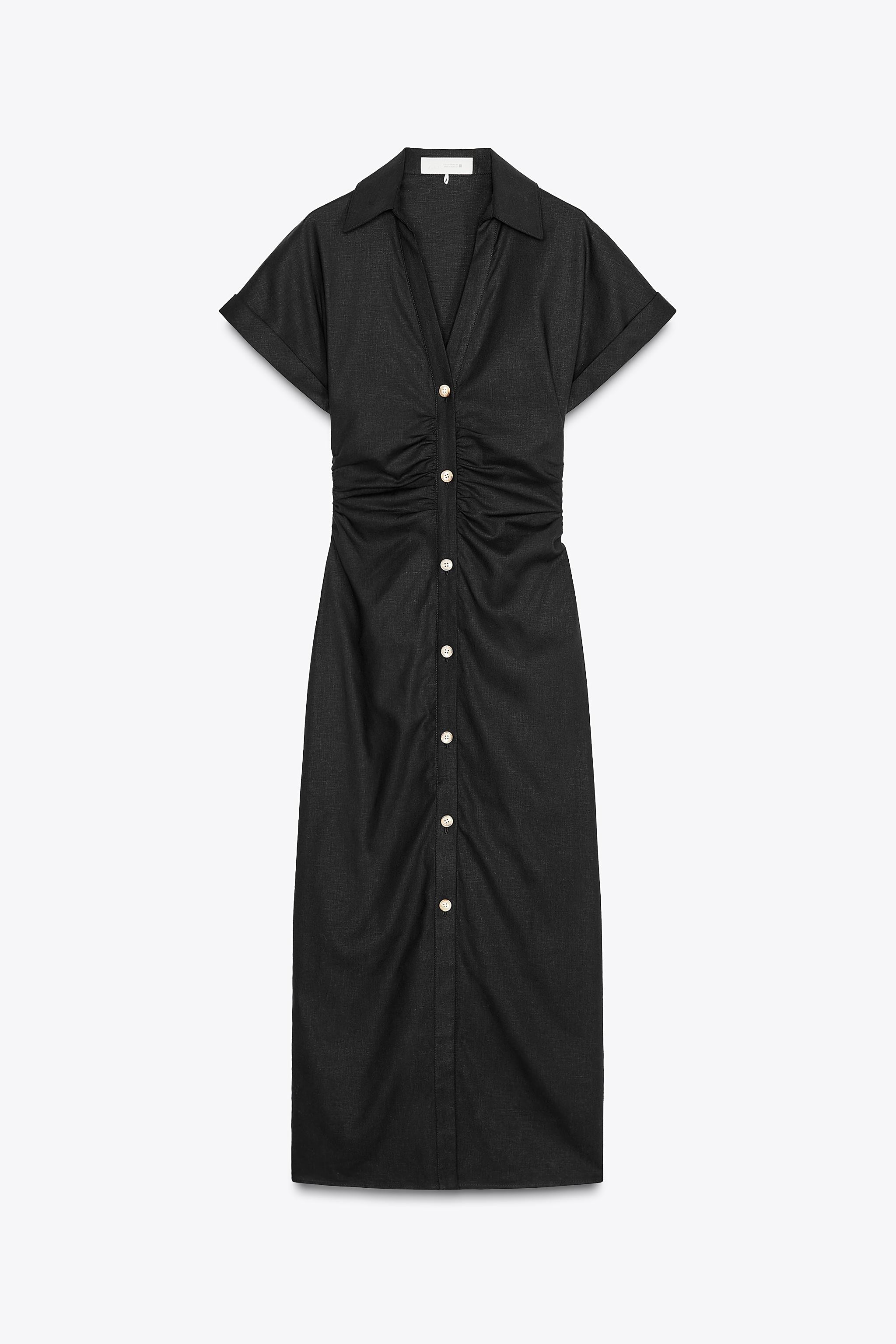 LINEN BLEND MIDI DRESS | Zara US