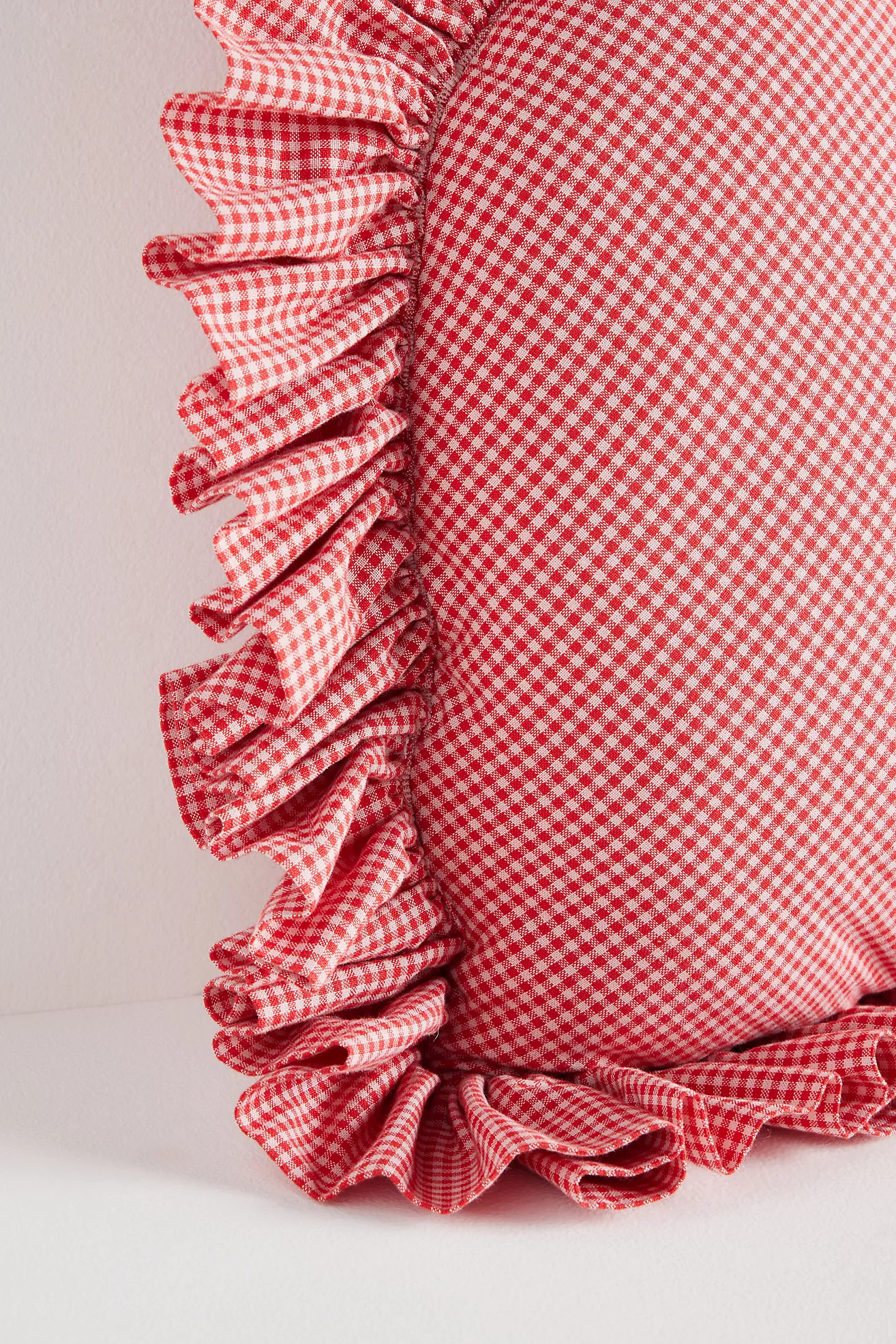 Gingham Cotton Ruffle Heart Pillow | Anthropologie (US)