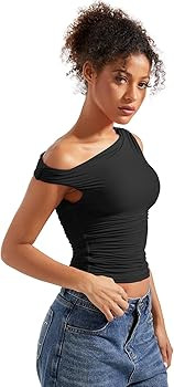 SUUKSESS Women Off Shoulder Tops Sleeveless Shirts Y2K Going Out Crop Tank Top | Amazon (US)