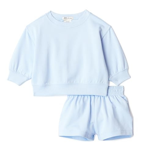 Amazon Essentials x Sofia Grainge Unisex Kids' Sweatshirt and Shorts French Terry Play Set, Light Blue, Medium | Amazon (US)
