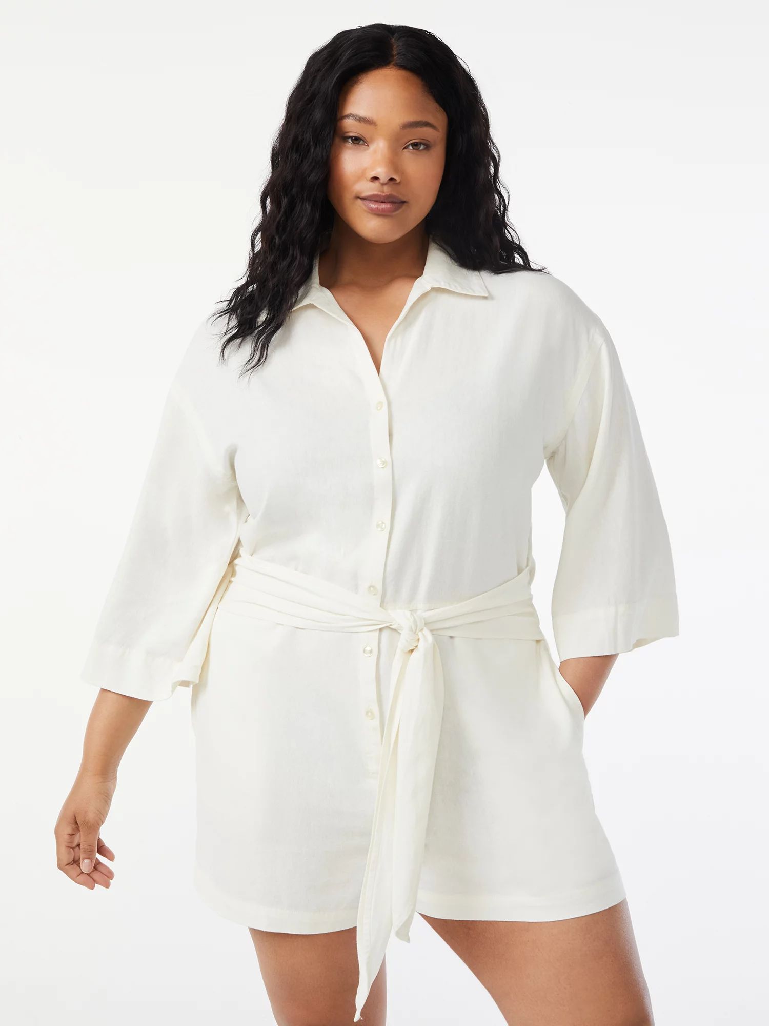 Free Assembly Women's Belted Romper | Walmart (US)