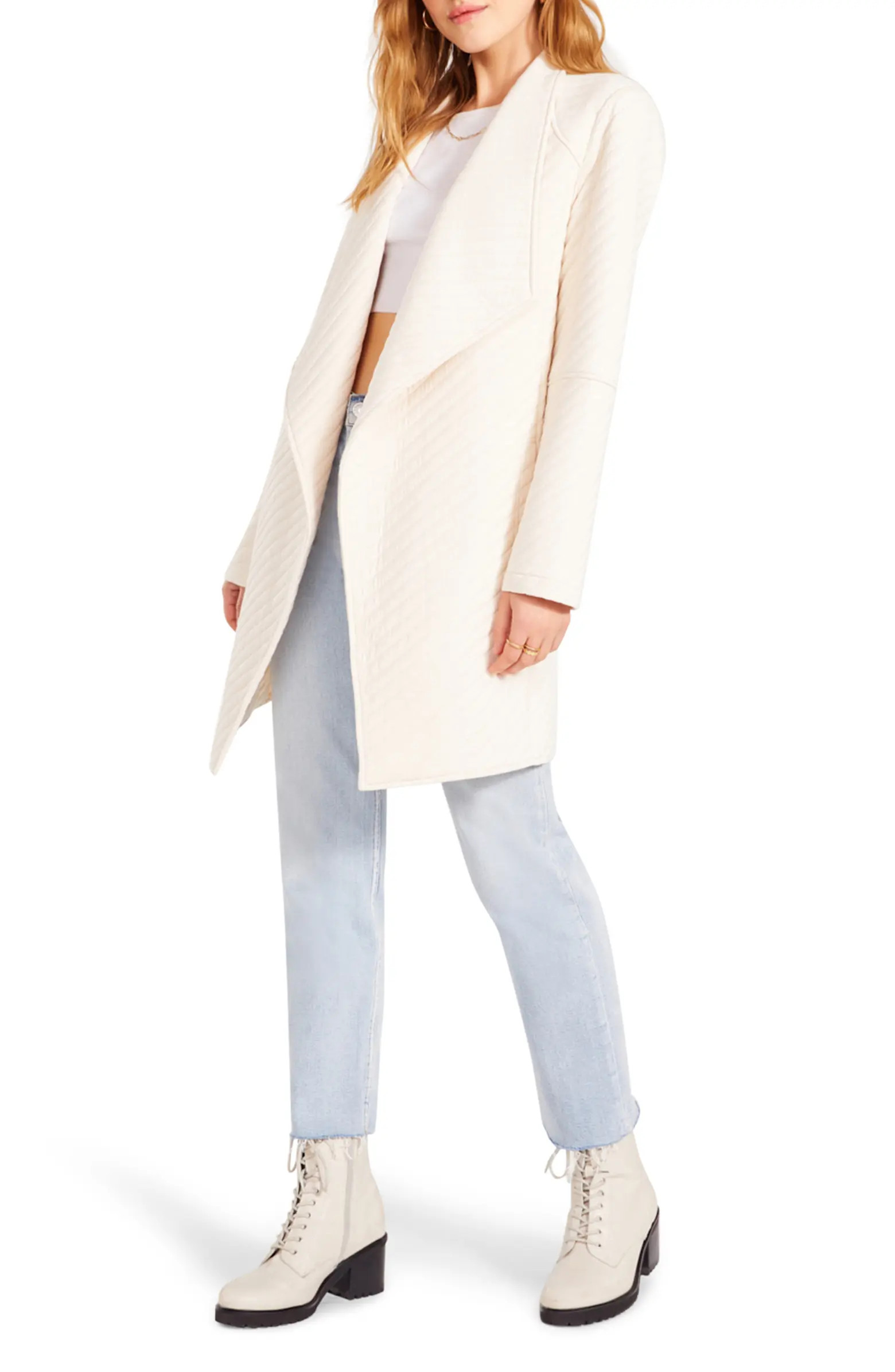 Soft Landing Draped Open Front Rib Jacket | Nordstrom