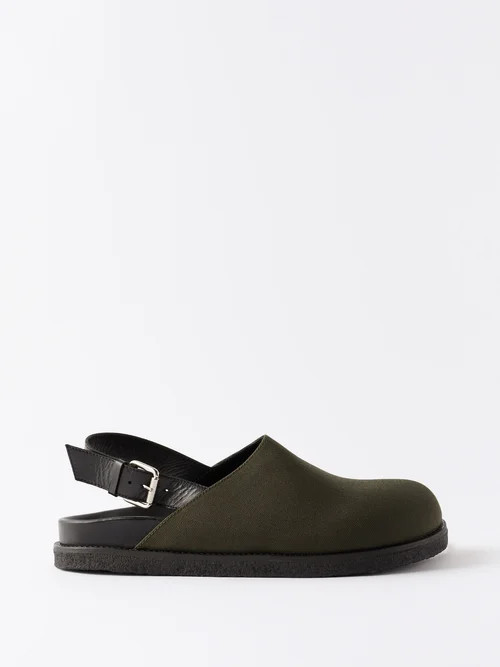 Vinnys - Buckled Canvas Mules - Mens - Olive | Matches (US)