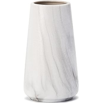 Marble White Vase - 6“ White Ceramic Flower vase, Boho Vases for Pampas Grass, Minimalist Moder... | Amazon (US)
