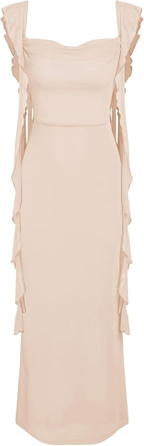 CIDER Formal Dresses for Women Wedding Guest Dresses Summer Maxi Dress Sleeveless Mesh Ruffle Coc... | Amazon (US)