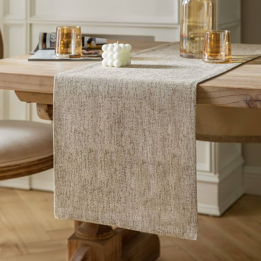 Burlap Style Farmhouse Table Runners 90 Inches Long, Beige Rustic Woven Dining Table Runner for E... | Amazon (US)