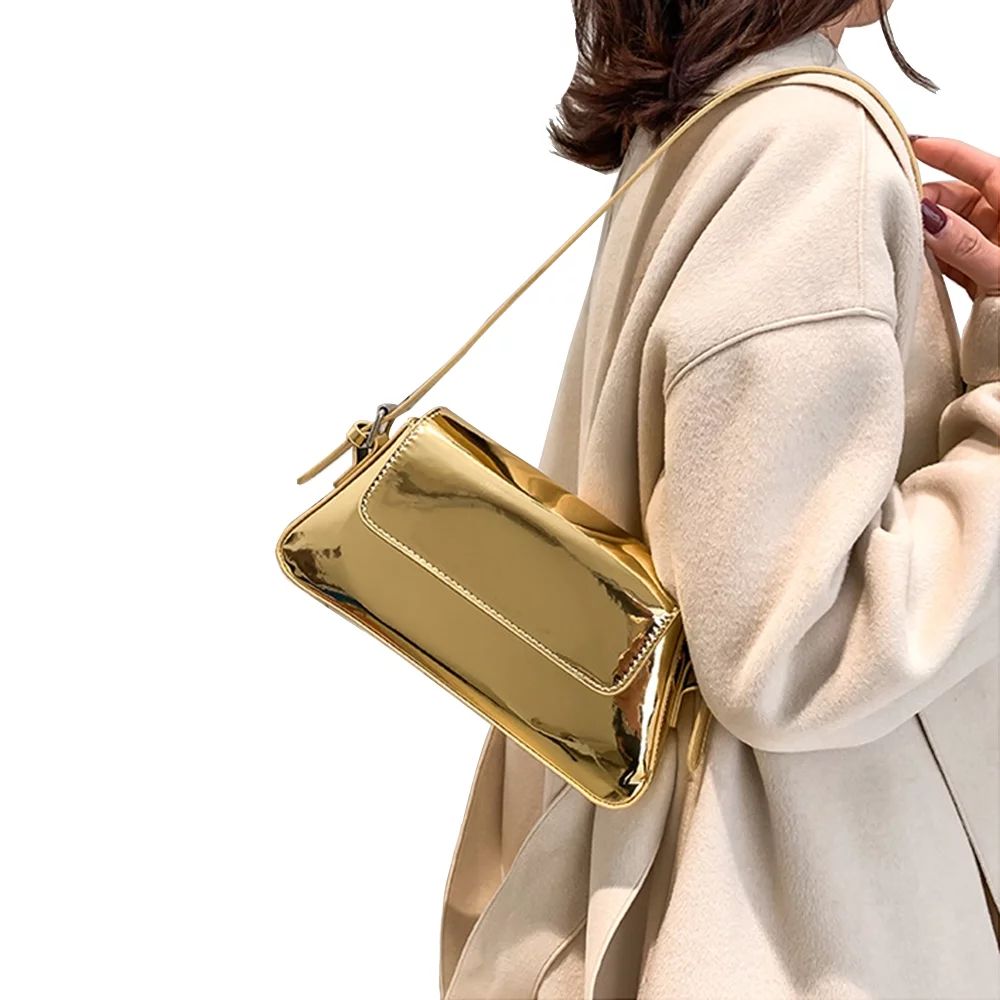 Metallic Pu Trendy and Personalized Small Bag, Simple Women'S Bag, Shoulder Bag, Crossbody Bag(Go... | Walmart (US)