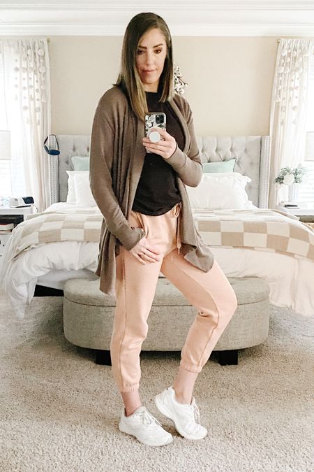 I love to dress cozy when I can! These rose pink joggers are my new favorite! They pair nicely with my LuLuLemon Love Tshirt and my Athleta Pranayama Sweater. Perfect for a cozy day indoors, running errands, or even meeting friends for coffee! 

My Sizes
Joggers - Medium
Top - 6
Sweater - Medium

#cozyoutfit #stayinghome #winterwear #falloutfit

Have any questions? Comment and I get back to you!🫶

#LTKmidsize #LTKstyletip #LTKHoliday