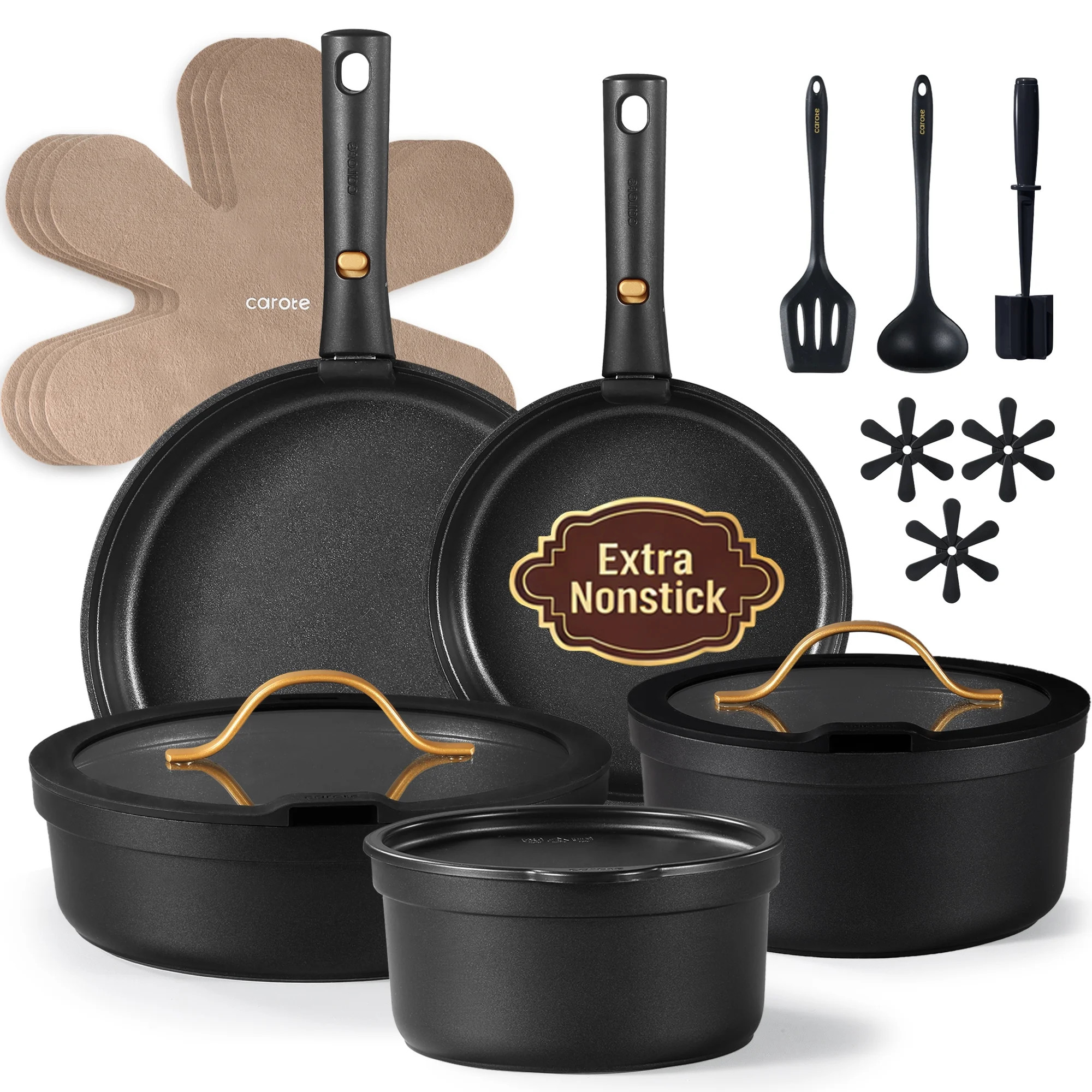 Carote 20 Pcs Nonstick Cookware Sets, Pots and Pans with Removable Handles, Oven Safe, Induction ... | Walmart (US)