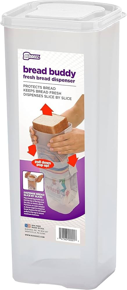 Buddeez Bread Buddy Bread Box – Keep Your Loaf Fresh - White Lid, Pack of 1 | Amazon (US)