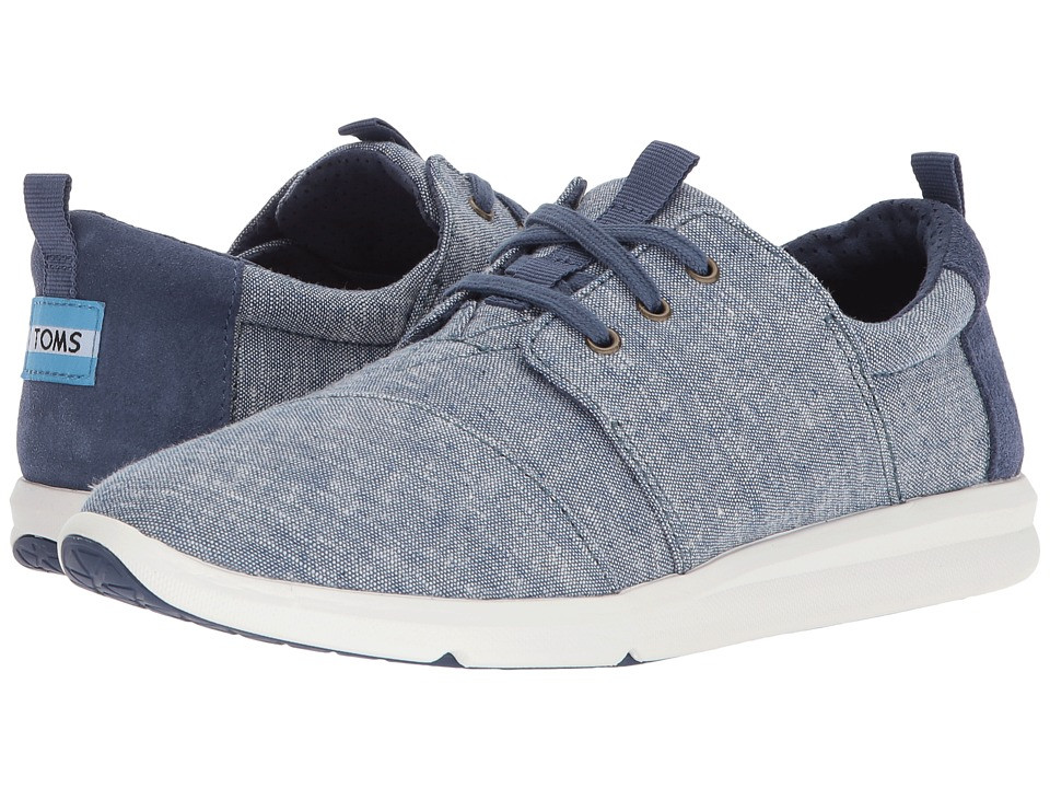 TOMS - Del Rey (Blue Slub Chambray) Women's Lace up casual Shoes | Zappos