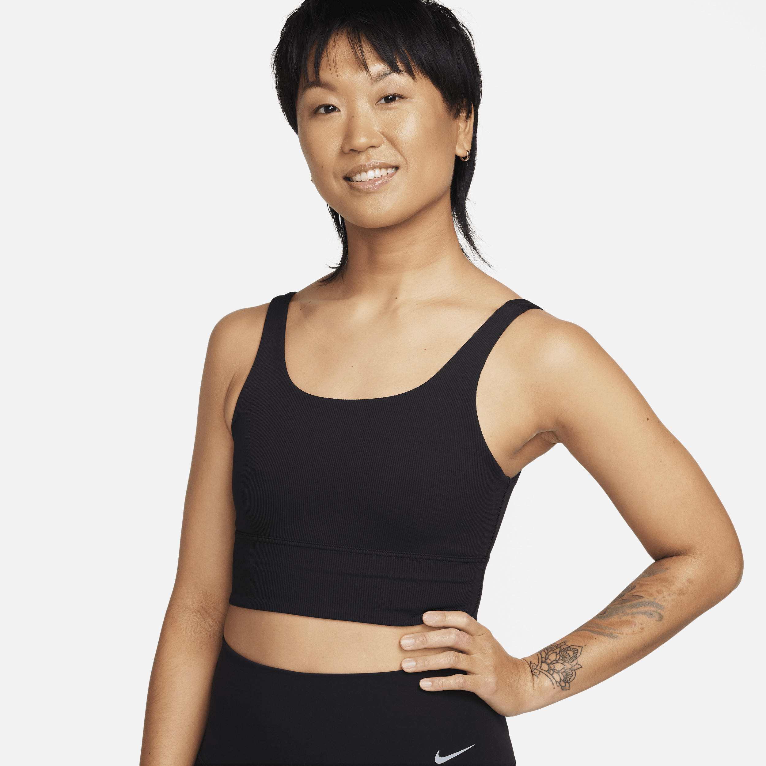 Nike Women's Zenvy Rib Light-Support Non-Padded Longline Sports Bra in Black | FQ0410-010 | Nike (US)