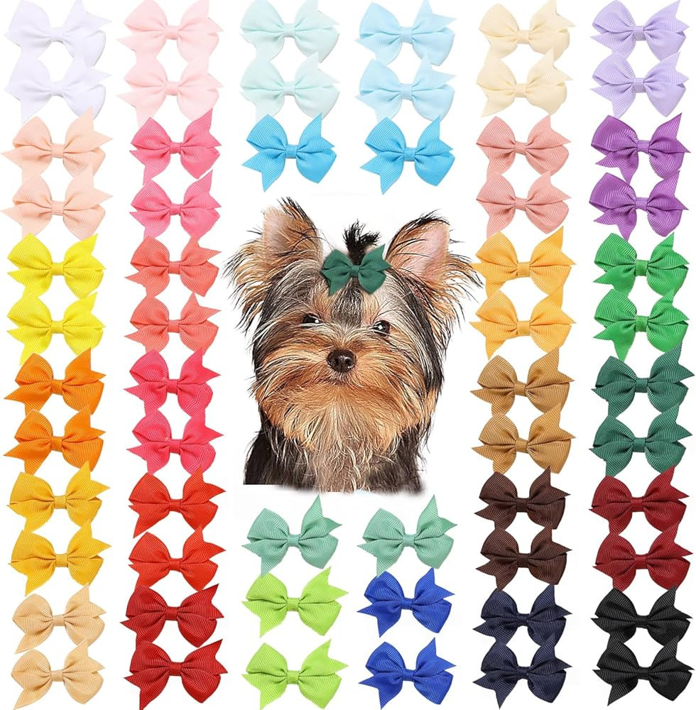60PCS Puppy Dog Bows with Clips,2.2 Inch Handmade Hair Accessories Bow Pet Puppy for Doggies Cat ... | Amazon (US)