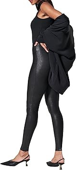 SPANX Faux Leather Leggings - Tummy Control Legging - with Contoured Power Waistband Stomach Comp... | Amazon (US)