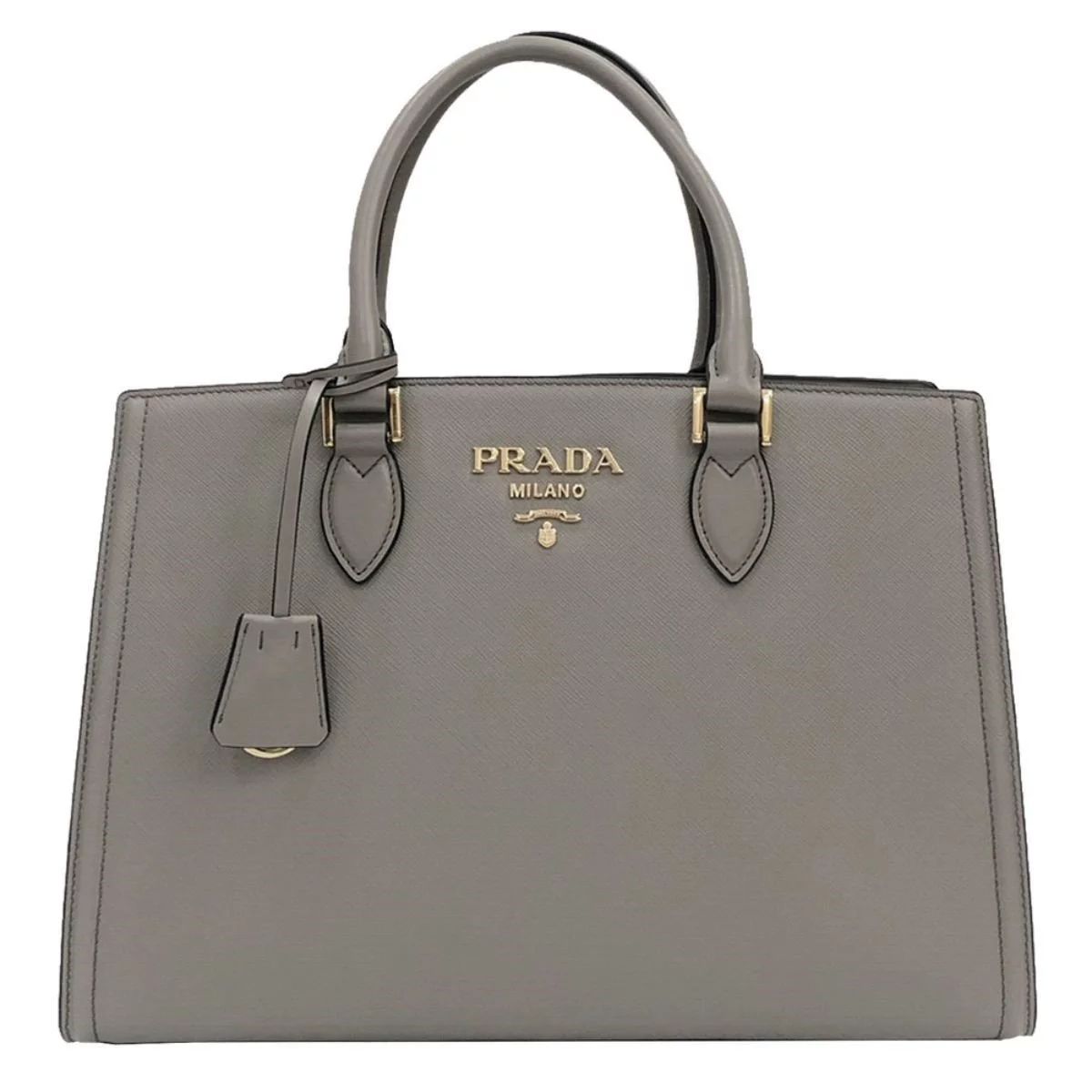 New Prada Argilla Gray Saffiano Lux Leather Large Satchel Handbag 1BA228 | Walmart (US)