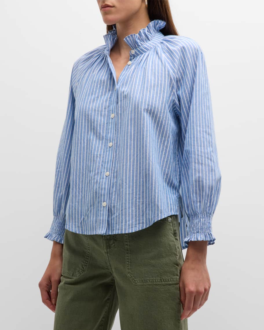 Veronica Beard Calisto Pinstripe Long-Sleeve Shirt | Neiman Marcus
