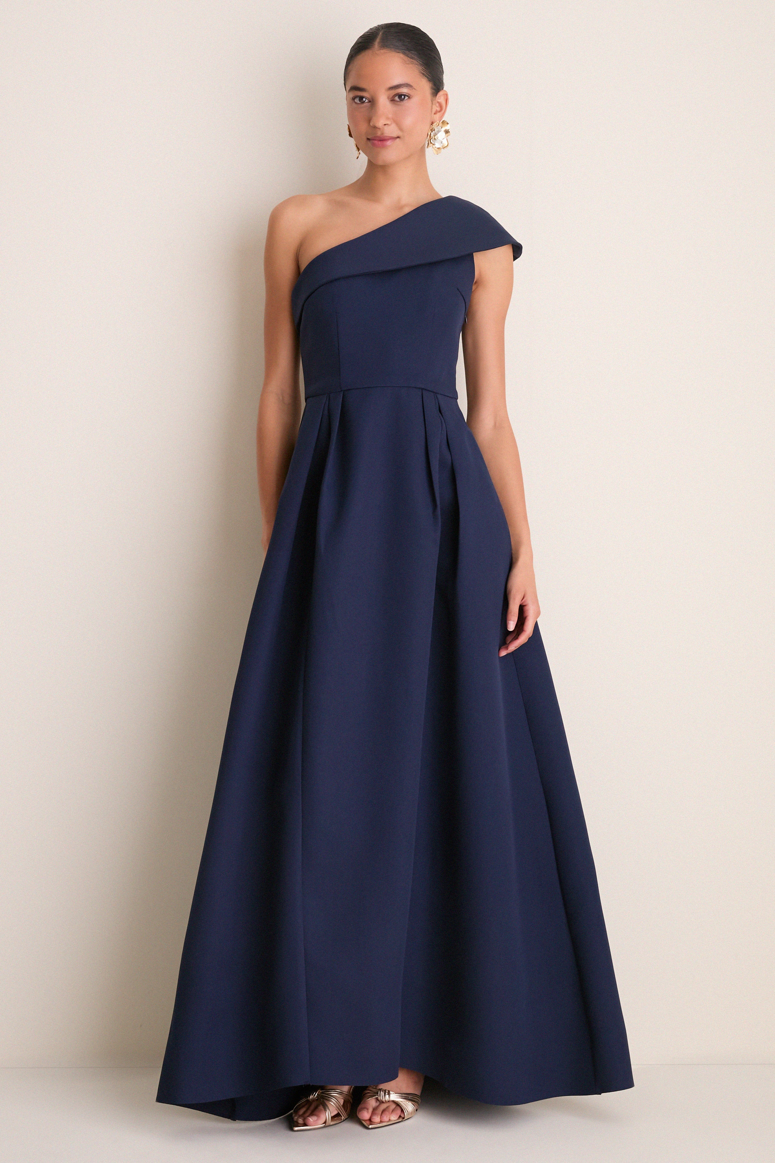 Navy Saphine One Shoulder Gown | Tuckernuck (US)