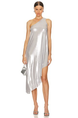 Norma Kamali One Shoulder Diagonal Tunic in Silver from Revolve.com | Revolve Clothing (Global)
