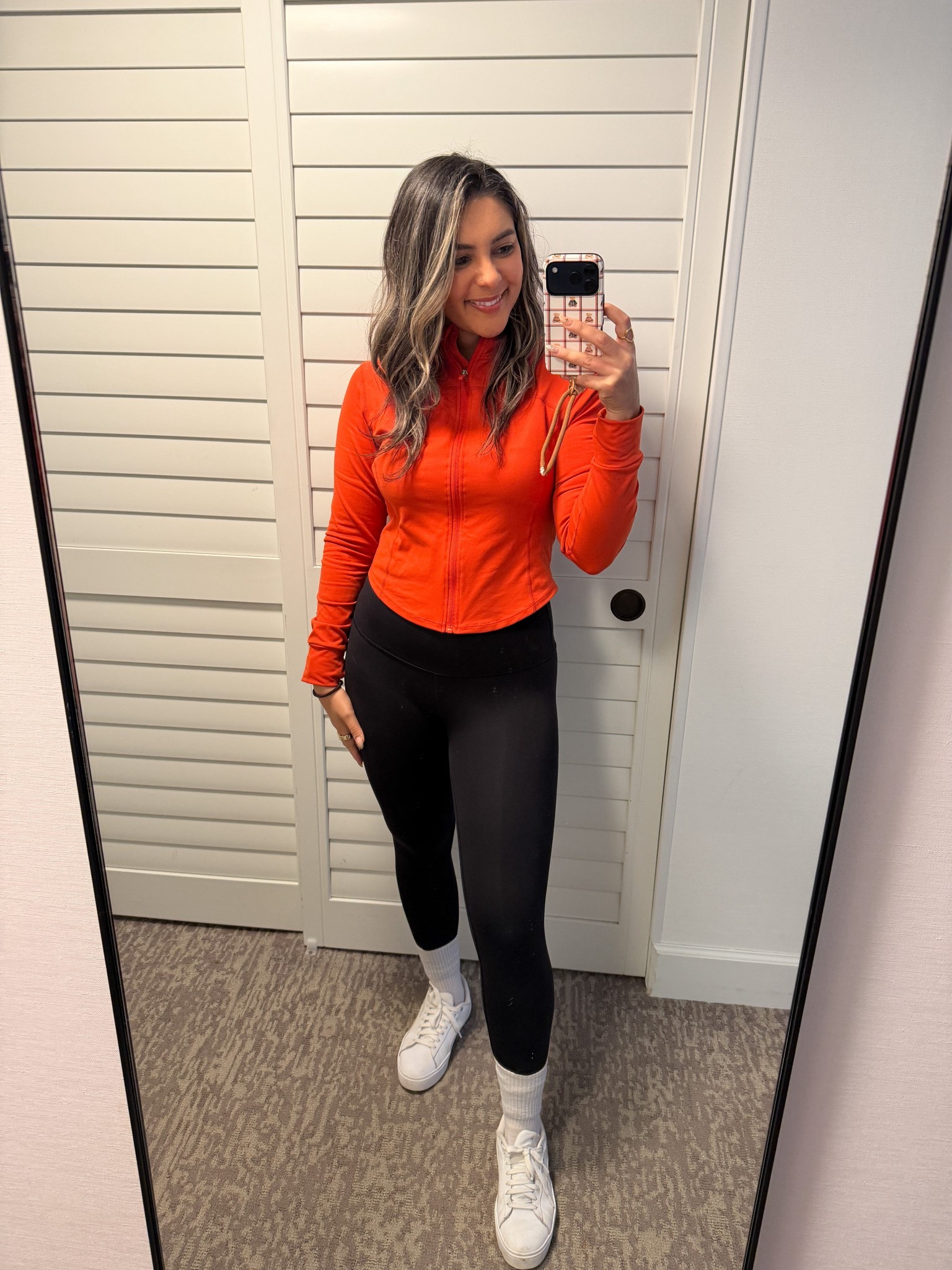 Red workout jacket with black leggings  and white sneakers. 

An easy athleisure or workout look for days when you’re on the go or headed to the gym. 



#LTKootd #LTKfitnessgoals #LTKdayinmylife