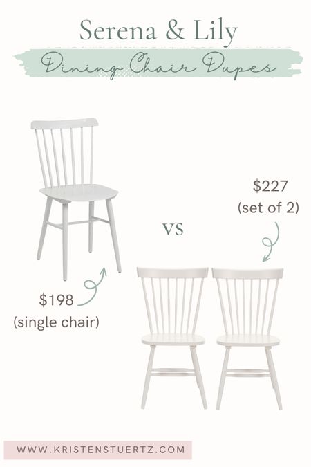Amazing Serena and Lily Dupe. The original Serena & Lily dining chair is almost $200. But this beautiful set of dining chairs is priced under $230! 
#serena&lilydupes #furnituredupes

Follow my shop @KristenStuertzStyle on the @shop.LTK app to shop this post and get my exclusive app-only content!

#liketkit #LTKsalealert #LTKFind #LTKhome
@shop.ltk
https://liketk.it/4dtVh

#LTKhome #LTKFind #LTKsalealert