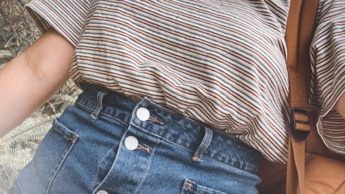 Back to school look! Cute Jean skirt with silver button accents, and my favorite striped shirt tucked in. I’m wearing my black old school vans and of course accessorizing with a brown Patagonia backpack full of all my school essentials! Linking everything below! 📚

#LTKSeasonal #LTKStyleTip #LTKHome