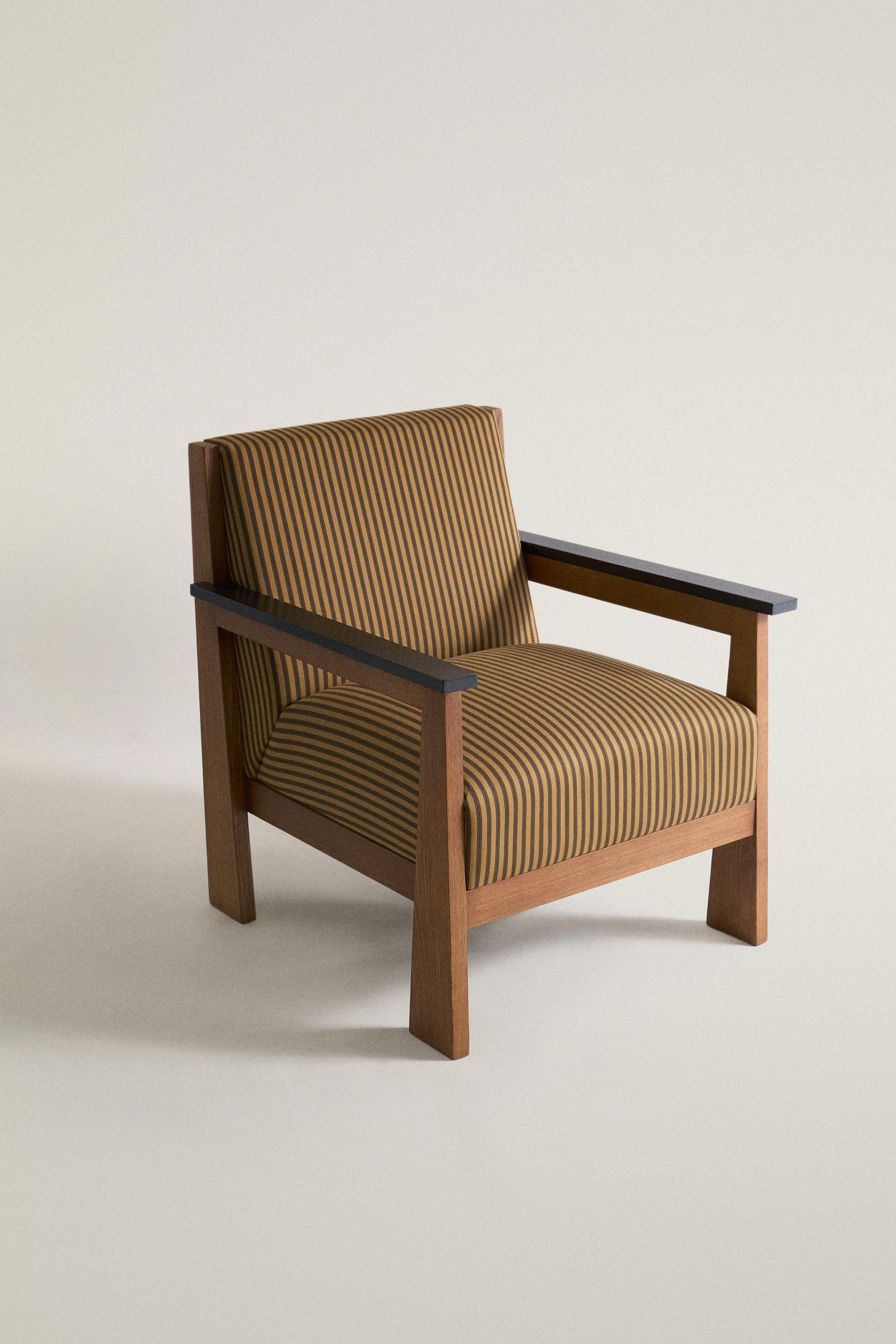 STRIPED ASH ACCENT CHAIR - Black / Yellow - ONE SIZE ONLY | Zara US