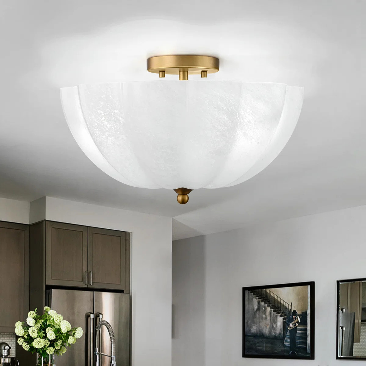 3-light Glass Semi Flush Mount | Wayfair North America