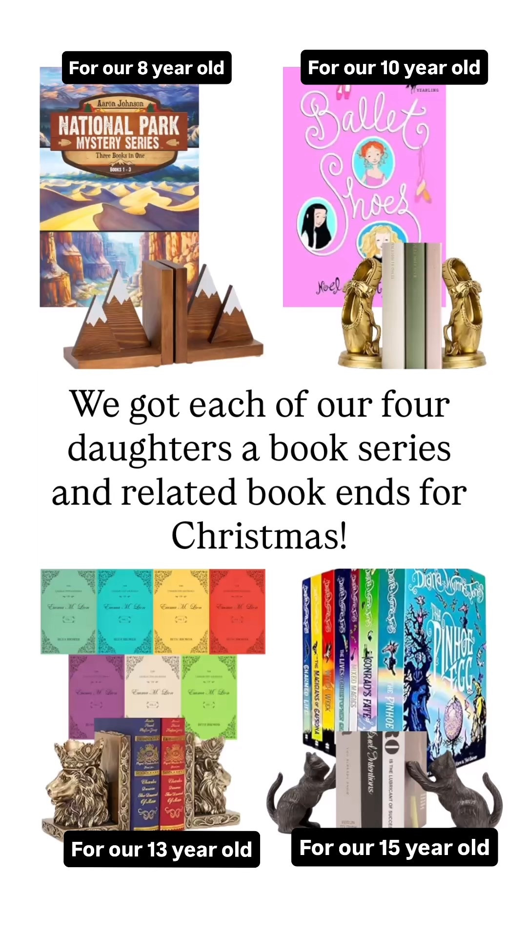 Every year for Christmas we always get our girls a book or book series. 
This year I cannot wait because we are gifting them a book series AND a related pair of book ends! 😍 
I’m sharing what we ended up for each of them.

#LTKKids #LTKGiftGuide
