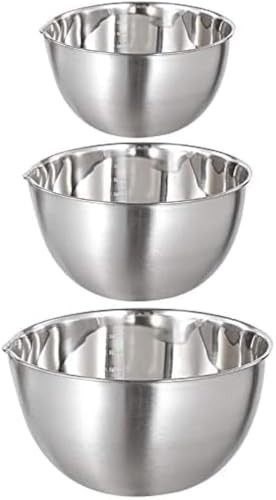 Mixing Bowls 3 Pieces Mixing Bowl Set Stainless Steel Mixing Bowl with Spout Metal Cooking Baking Bowl for Preparing Serving Nesting Bowl Dishwasher Safe 1.5L/ 3L/ 5L | Amazon (UK)