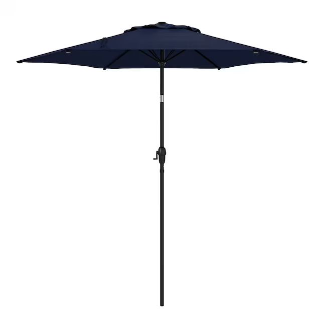 Style Selections 7.5-ft Blue Push-button Tilt Market Patio Umbrella | Lowe's