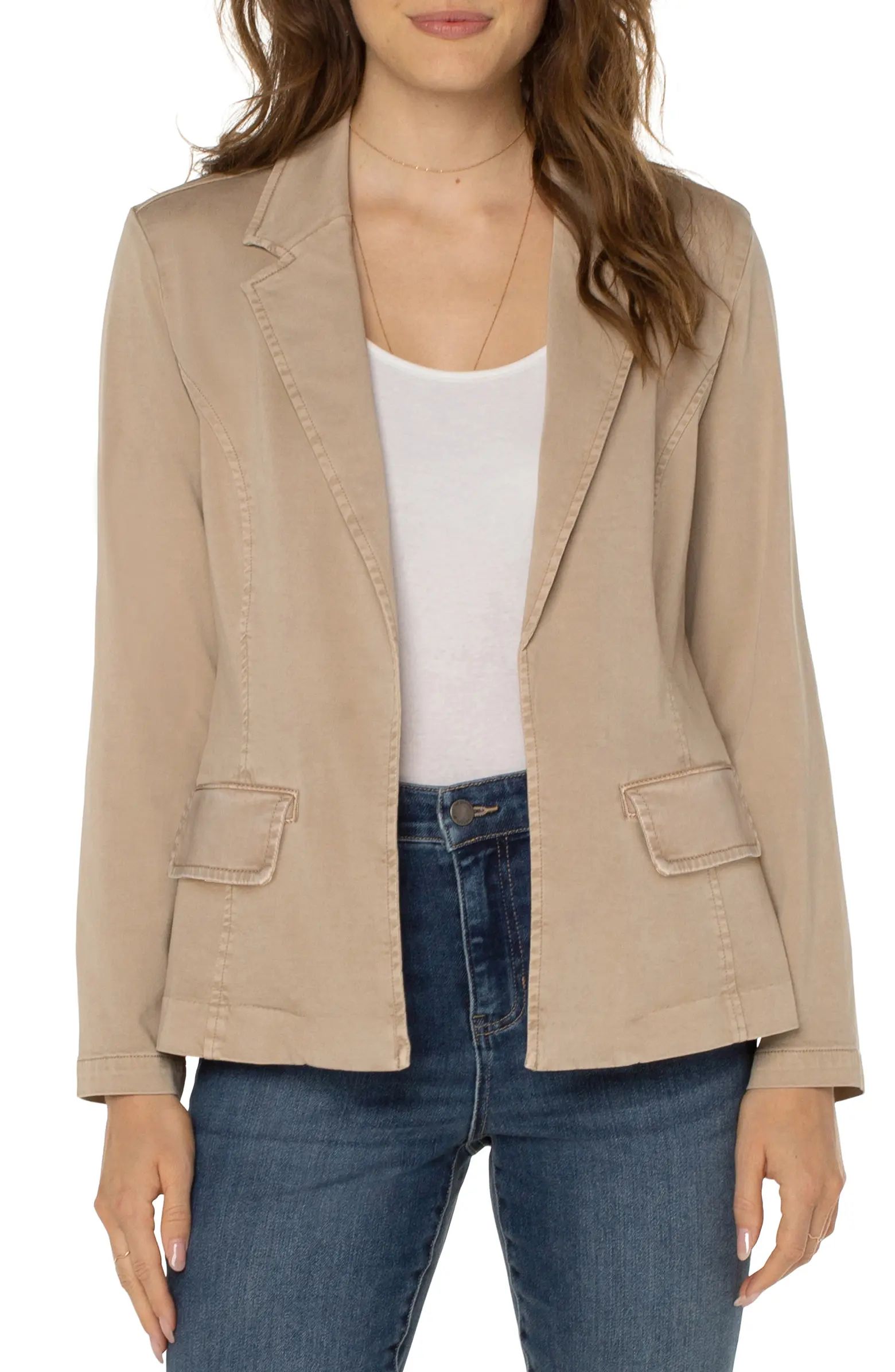 Fitted Open Front Twill Blazer | Nordstrom