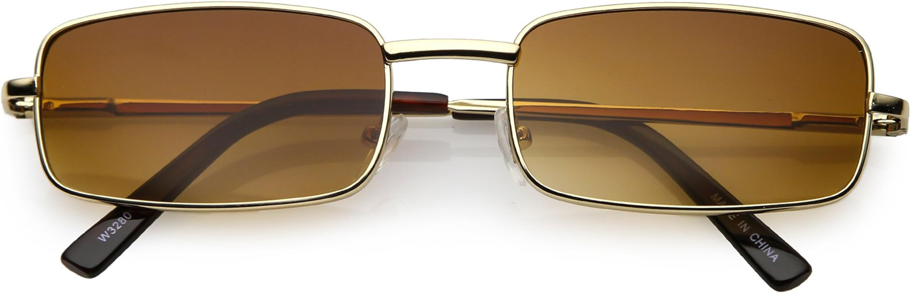 Classic Small Metal Rectangle Sunglasses For Women Men Flat Lens 54mm | Amazon (US)