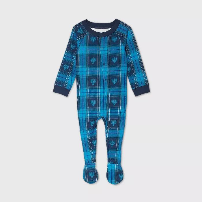 Baby Holiday Hanukkah Flannel Matching Family Footed Pajama - Wondershop™ Navy | Target