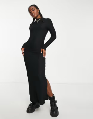 Pieces Exclusive high neck knit maxi dress in black | ASOS (Global)