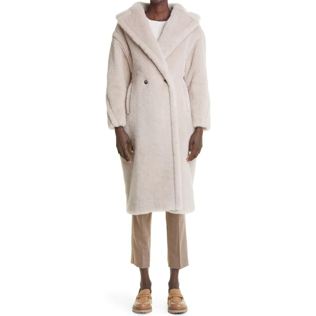 Max Mara Tedgirl Oversize Double Breasted Alpaca Blend Coat in Beige at Nordstrom, Size Medium | Nordstrom