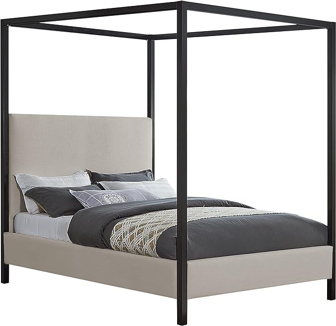 Meridian Furniture JamesGrey-Q James Collection Modern | Contemporary Queen Bed with Beige Linen ... | Amazon (US)