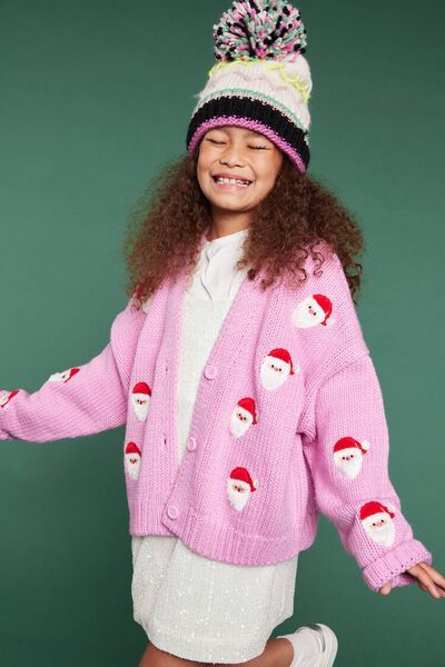 Girls Santa Cardigan Sweater (Kids) | Forever 21 | Forever 21 (US)